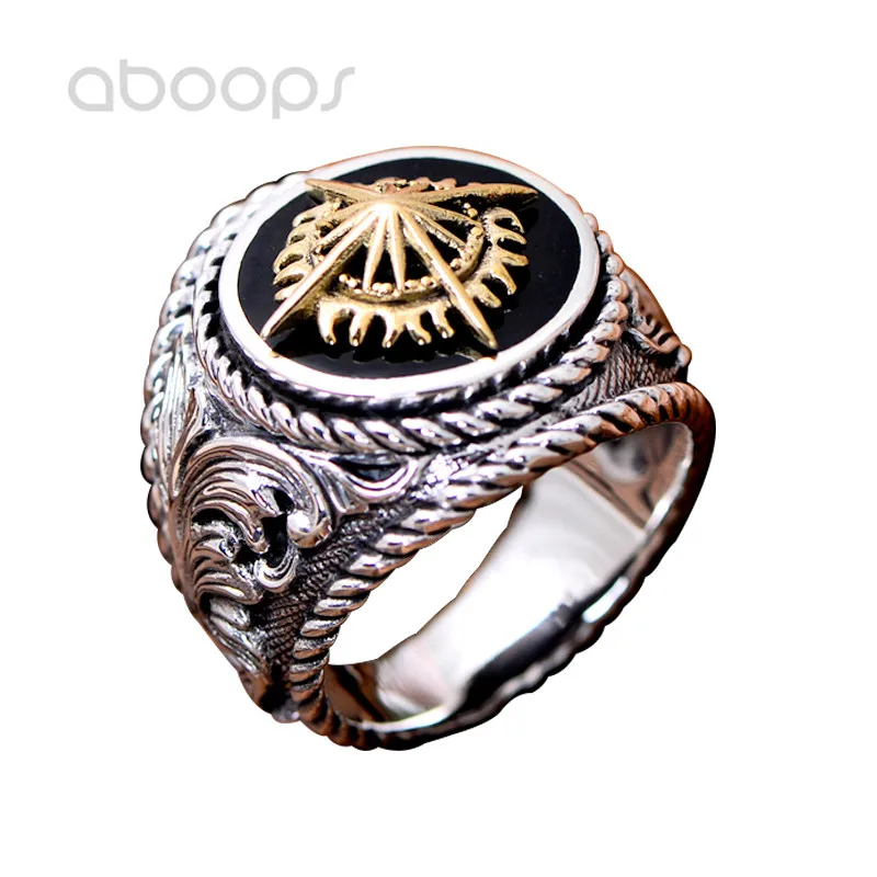 

Vintage Two Tone 925 Sterling Silver Gold Sunflower Ring Jewelry for Men Size 8 9 10 11 Free Shipping