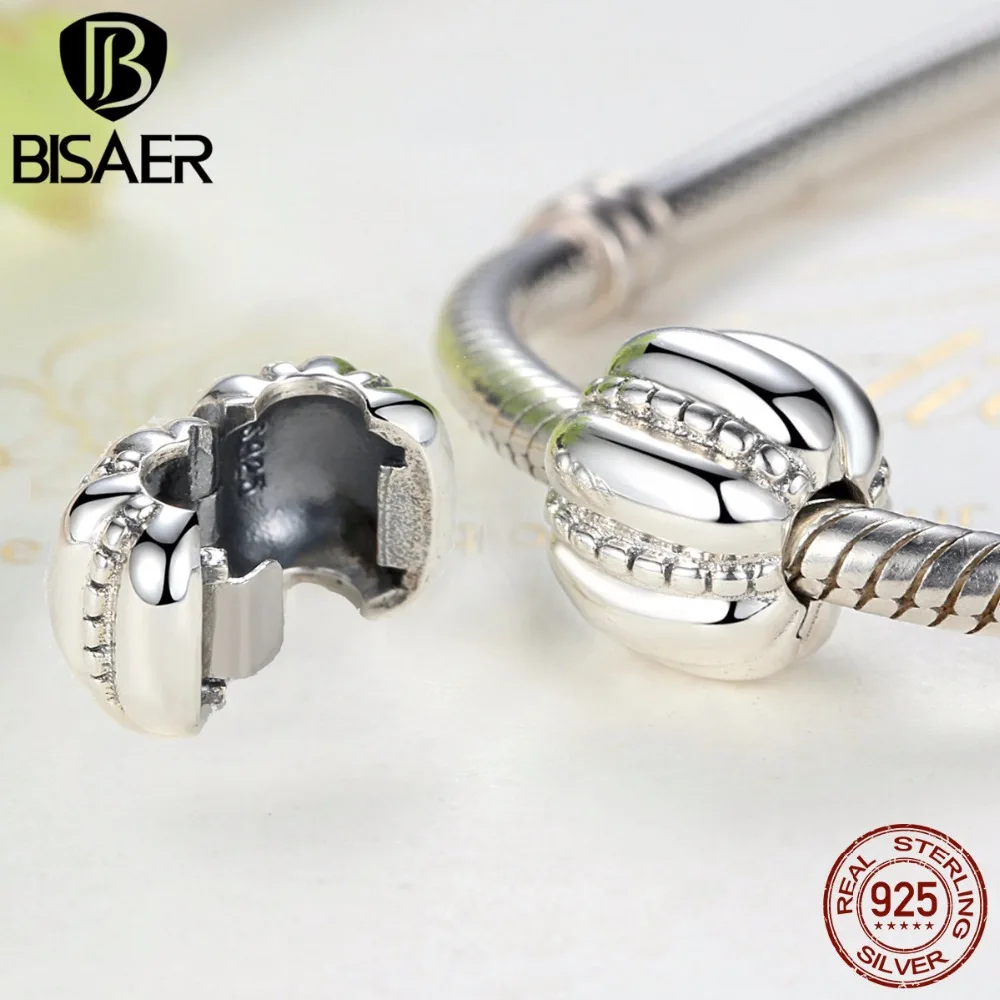 

New Arrival 925 Sterling Silver Crazy Clip Stopper Beads Charms Fit BISAER Original Charm Silver 925 Bracelet Fashion Jewelry
