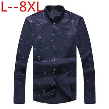 

Plus size 10XL 8xl 6XL 5XL Brand New European Business Mens Long Sleeved Shirts Fashion Digital Printing Shirts Male Big Large