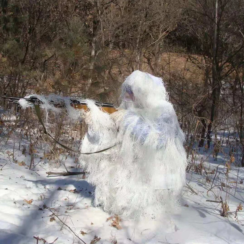 Белоснежные костюмы Ghillie чисто белая камуфляжная одежда для охоты уличная боевая