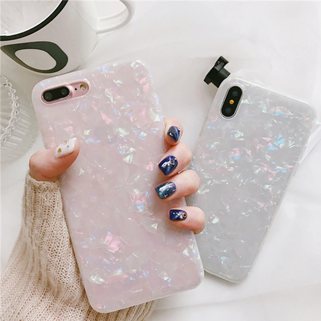 

New Fashion Colorful Conch Shell Anti-fall Phone Case Soft Back Cover For Iphone6plu iPhone7/8 iphone7p/8p iphoneX Case