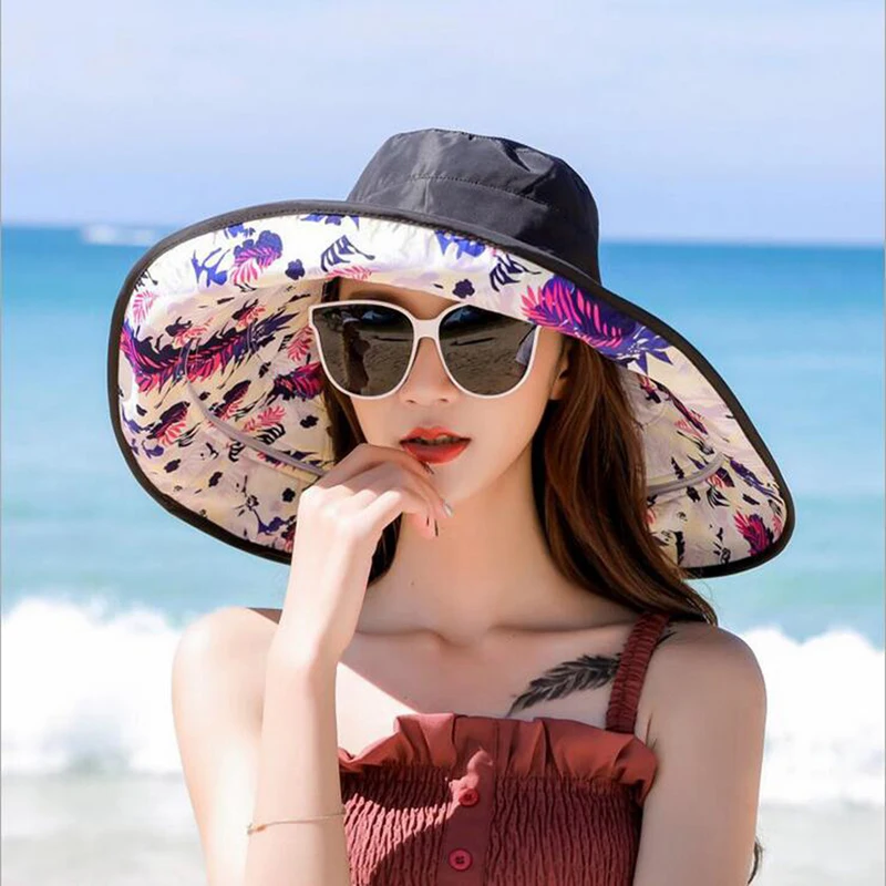 

SUOGRY Newest Foldable Big Brim Sun Hats For Wwomen Brand Fashion Summer Hat Spring Outdoor Ladies Sun Caps Casual Beach Hat