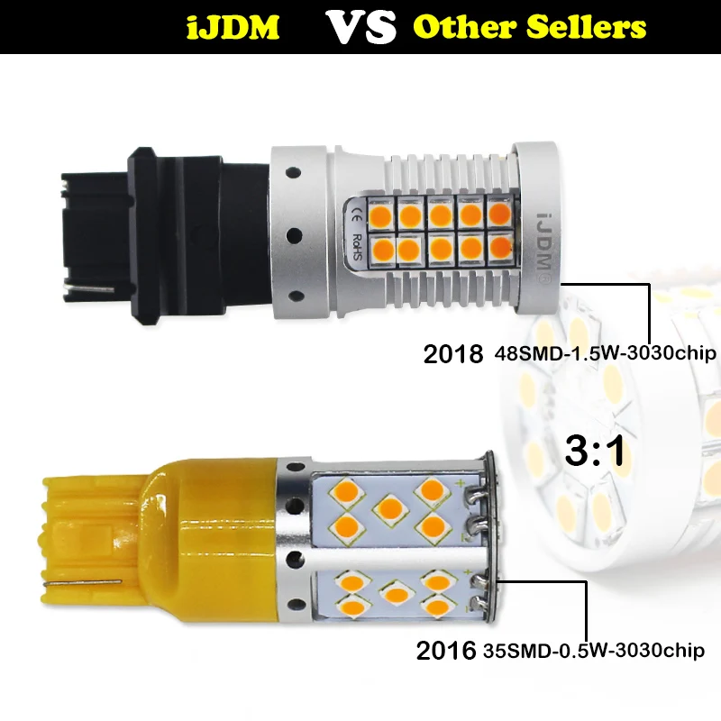 IJDM без Hyper Flash 3156 светодиодный Canbus T25 PY27W PY27/7W Автомобильный светильник 3030 SMD