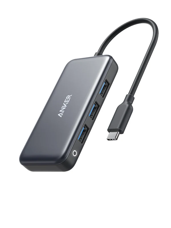 Anker USB C концентратор, 4 в 1 взаимный обмен данными между компьютером и периферийными устройствами C адаптер переменного тока, 60W Мощность доставки, с 3 портами(стандарт 3,0 Порты, для MacBook Pro 13 ''//, Chromebook, XPS и т. д