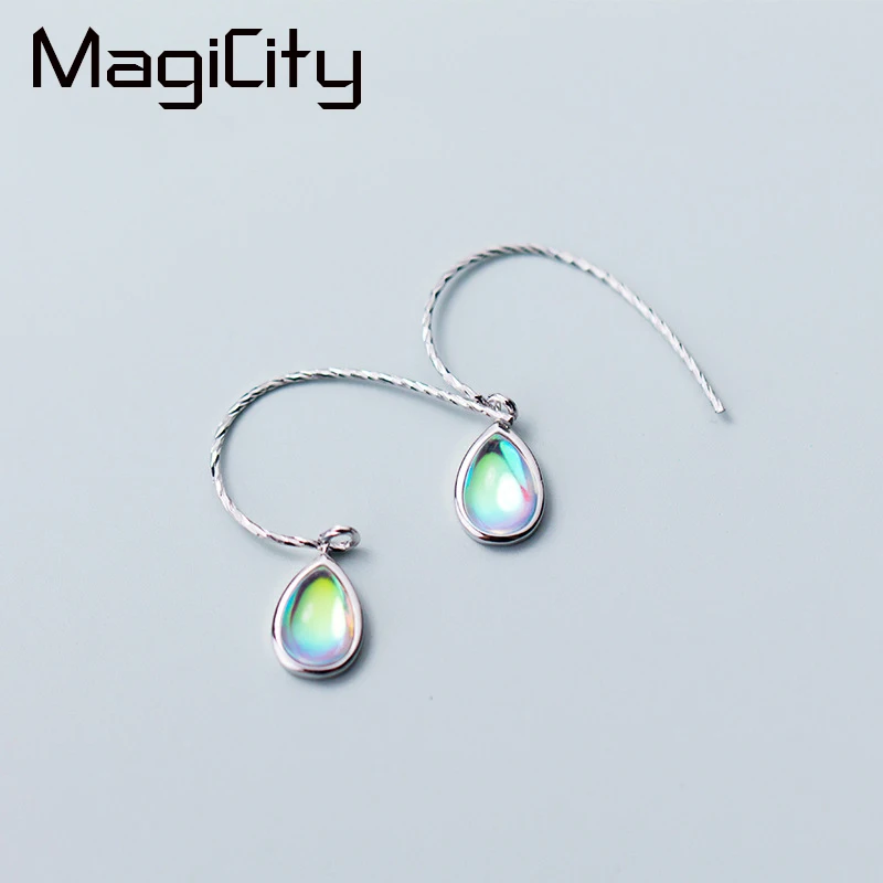 

925 Sterling Silver Teardrop Moonstone Dangle Earrings for Women Hot Sale Wholesale Jewelry Silver Wire Drop Earrings orecchini