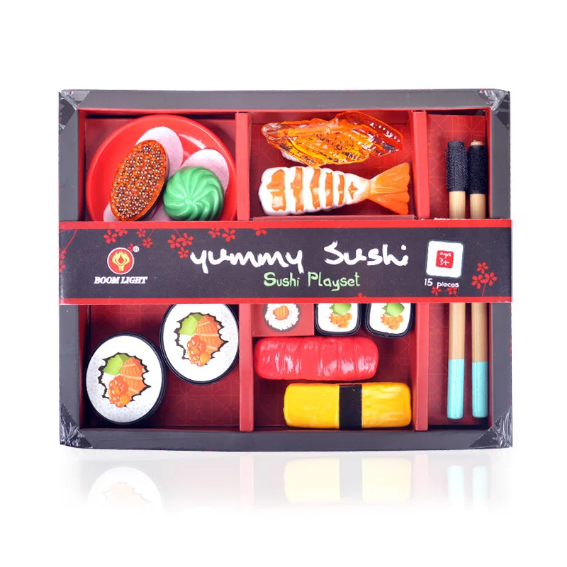 

13PCS Simulation Food Japanese Sushi Model Puzzle Pretend Play Toys PVC Kitchen Sushi Set Children Early Learning Toy as Gifts