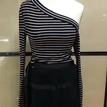 Майка без бретелек Женская мягкая удобная хлопковая разноцветная Повседневная рубашка полосатая длинная футболка