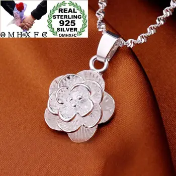 

OMHXFC Wholesale European Fashion Woman Girl Party Birthday Gift Vintage Hollow Flower 925 Sterling Silver Charm Pendant PN271