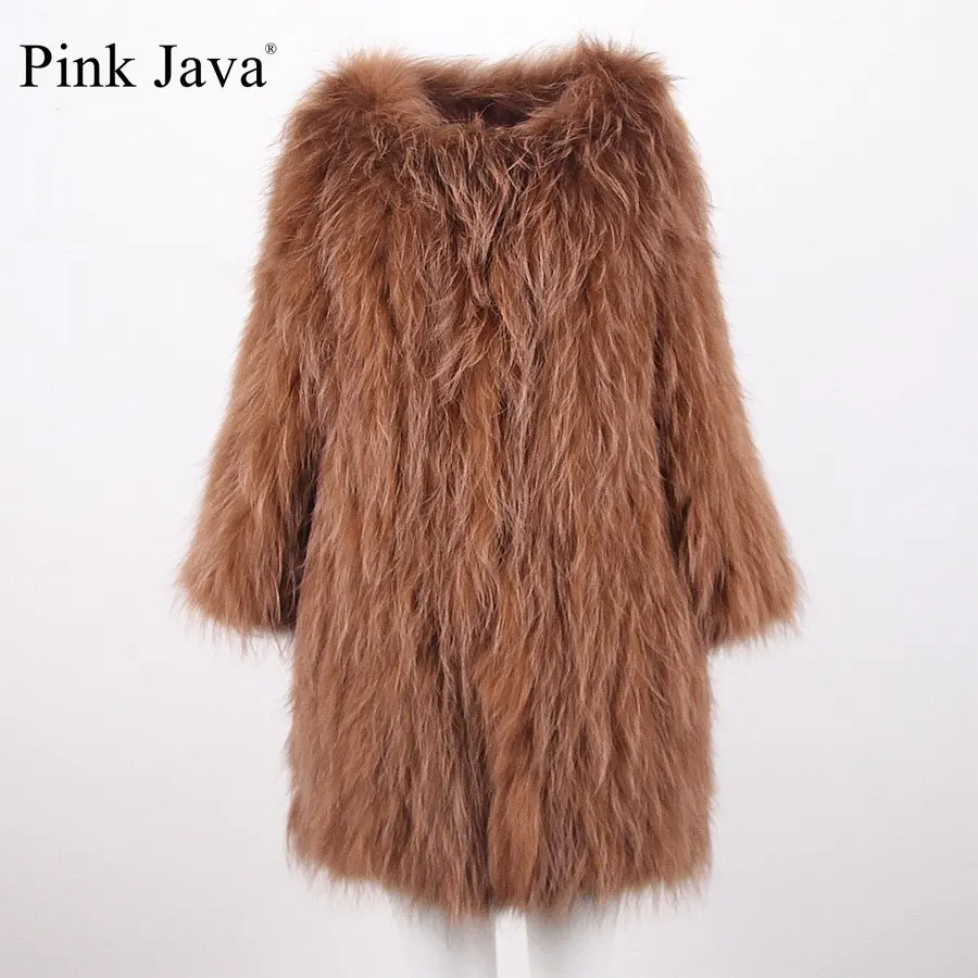 Розовый Java QC8111 бесплатная доставка натуральная натуральный мех енота пальто из
