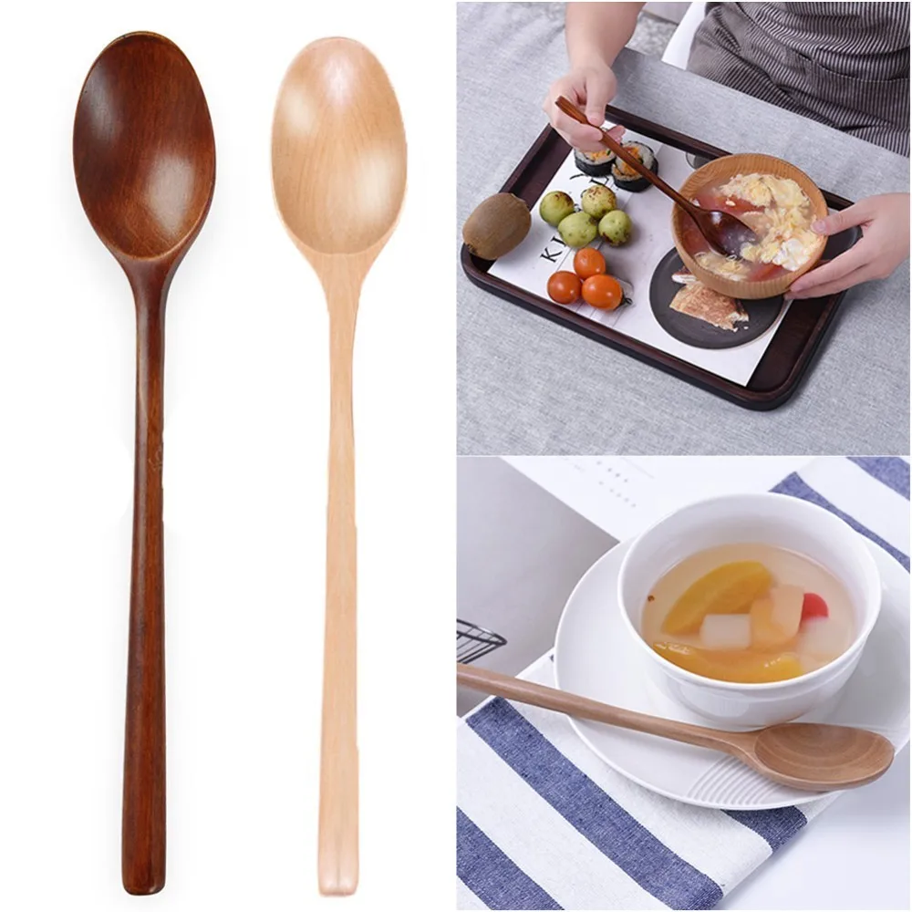 

1pcs Coffee Spoons Wooden Tea Spoon Coffee Accessories Dessert Ice Cream Spoon Straw Flatware Drinking Tools Kitchen Tool