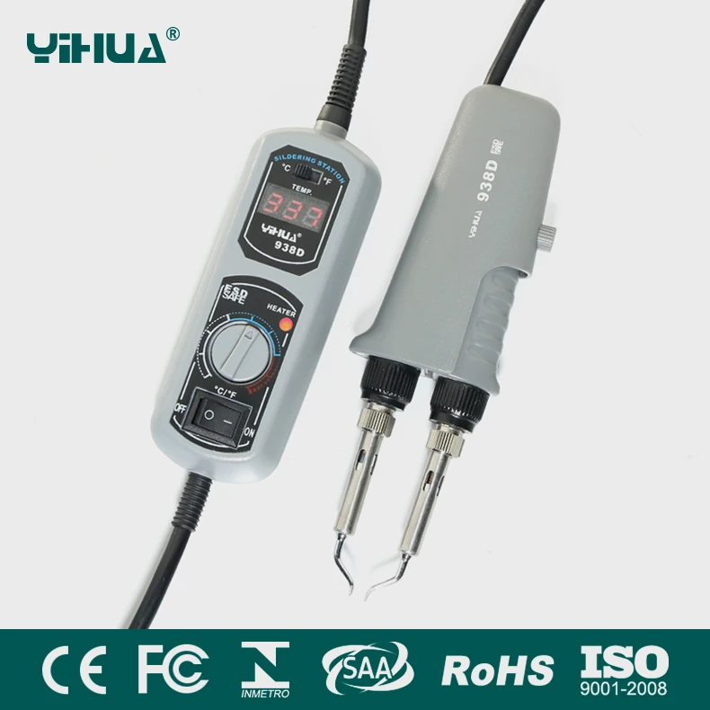 110V/220V EU/US/GB/AU PLUG YIHUA 938D Portable Hot tweezers Mini Soldering Station Hot Tweezer for BGA SMD repairing