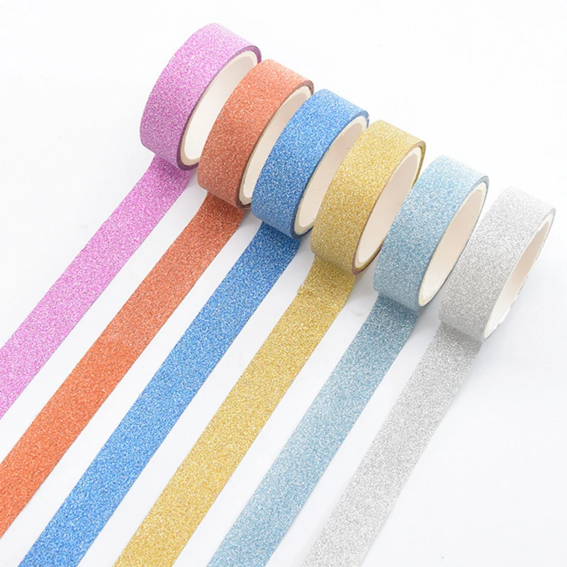 10 Pcs/Lot Glitter Masking Tapes Bling Bling Pure Color Washi Tape