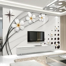 Современная мода Настенные обои 3D стерео черный и белый керамический цветок фото настенная живопись Гостиная ТВ диван фон стены 3D