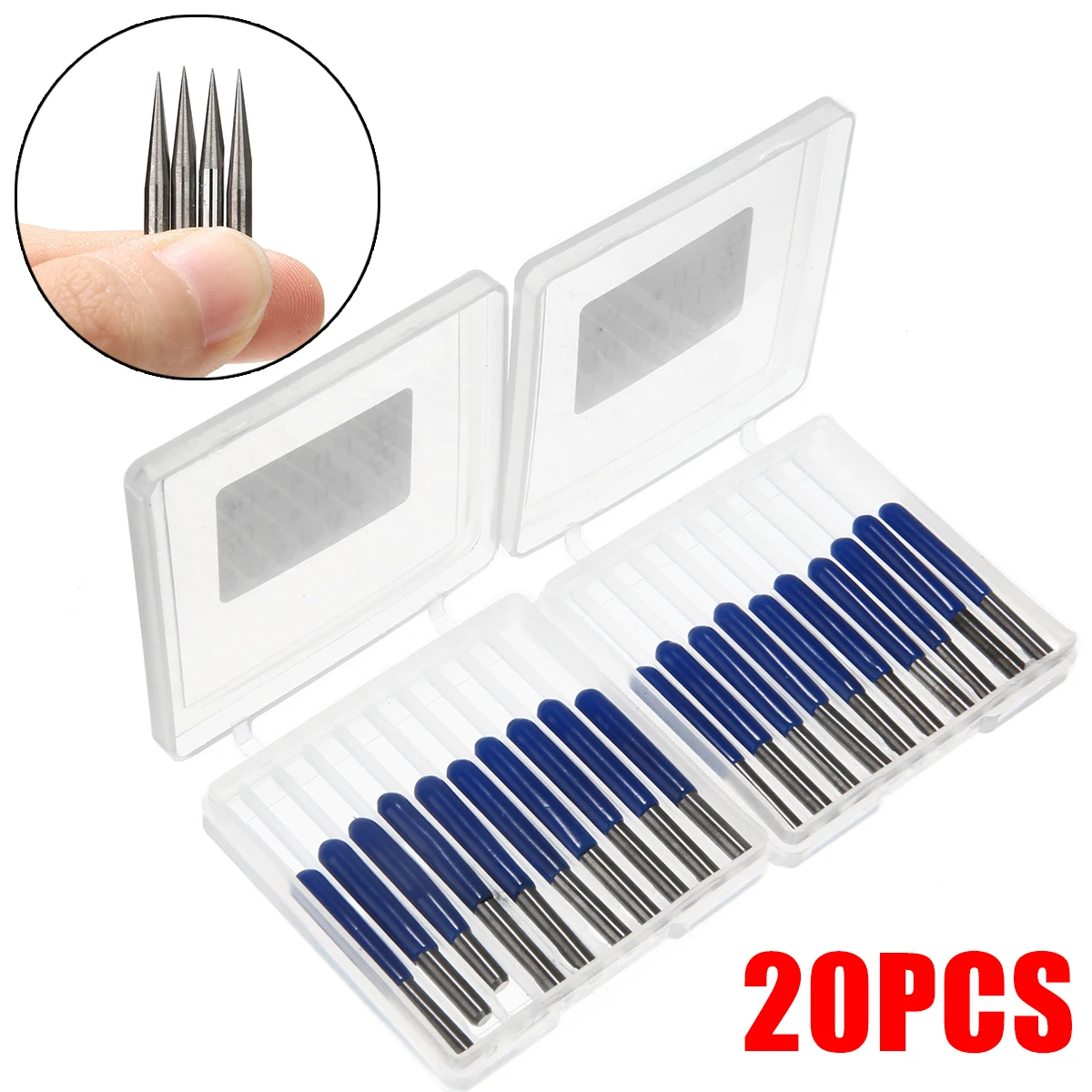 20pcs Carbide PCB Engraving Bits 3.175mm CNC Router Bit 10/15/20/30 Degree Milling Cutter Tools
