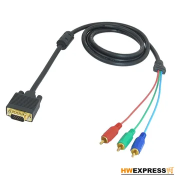 

HWEXPRESS Hot 1.5M VGA 15 Pin Male to 3 RCA RGB Male Video Cable Adapter
