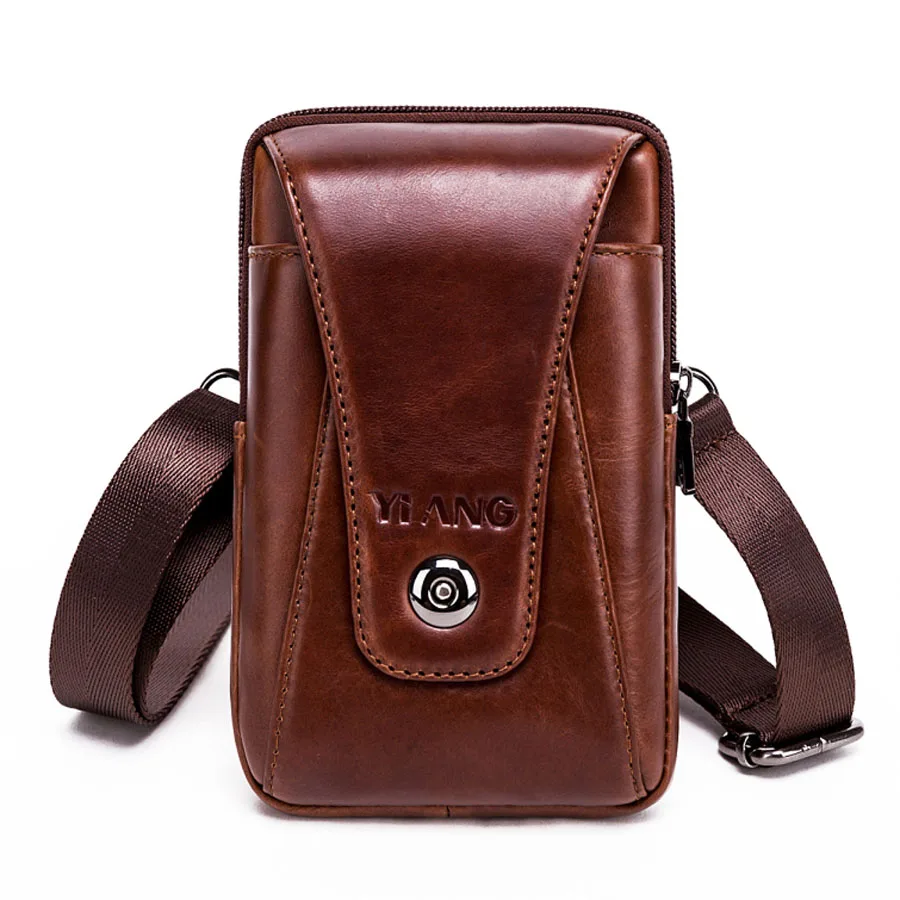 New Genuine Leather Cowhide Men Vintage Cell Mobile Phone Case