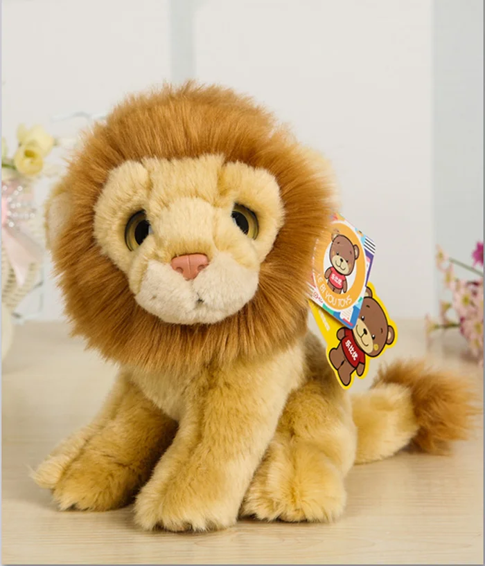 

7" Lifelike Sitting Lion Plush Toys Cute Big Eyed Wild Animals Stuffed Toy Birthday Christmas Gift Soft Toys For Kids