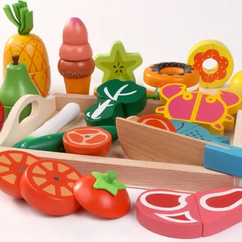 

1 Set Pretend Play Cutting Toy Wooden Kitchen Toys Fruit Vegetable PlayHouse Montessori Early Education Gifts Miniature Birthday