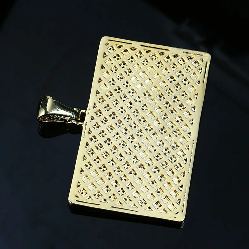 Full Iced Out Credit Card Pendant Necklace Mens Gold Silver Color