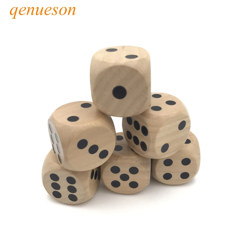 

6 Pcs/Lots High quality 25mm Woodiness Drinking Dice Solid Wood Puzzle Children Interesting Teaching Dice Set Wholesale qenueson