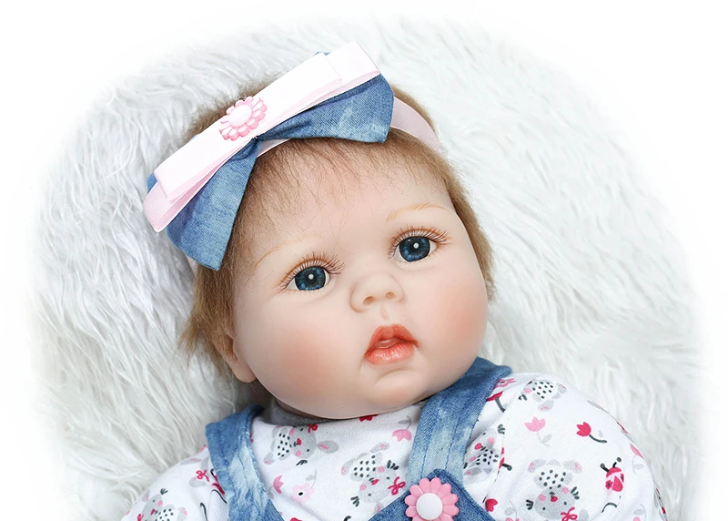 55 см NPK кукла-Реборн, силиконовые куклы, джинсовая юбка, имитация, кукла-реборн для малышей, может говорить, может плакать, игрушки для детей