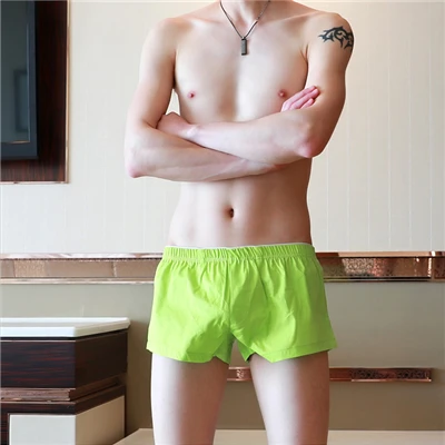Брендовые мужские хлопковые шорты-боксеры, домашняя одежда, пижамы, повседневная мужская одежда для сна, свободные короткие шорты с эластичной резинкой на талии, Мужские штаны для сна - Цвет: Fresh Green