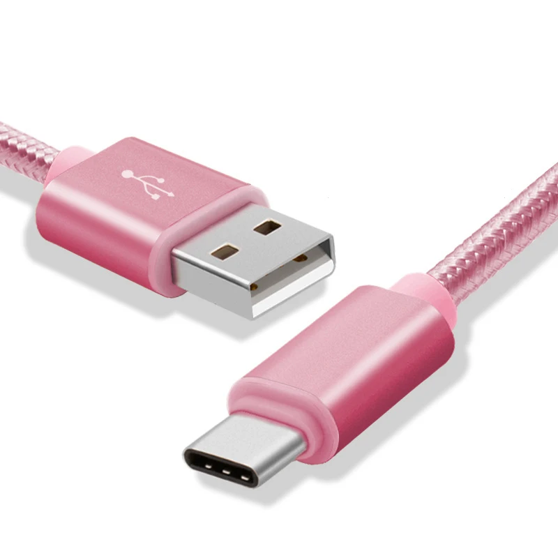 Кабель быстрой зарядки QC 3,0 USB-C type C для huawei P20/P20 Lite mate 20 Pro Nova 4 3e 2S Honor 10 V10 V20 для синхронизации данных и зарядки - Цвет: Розовый
