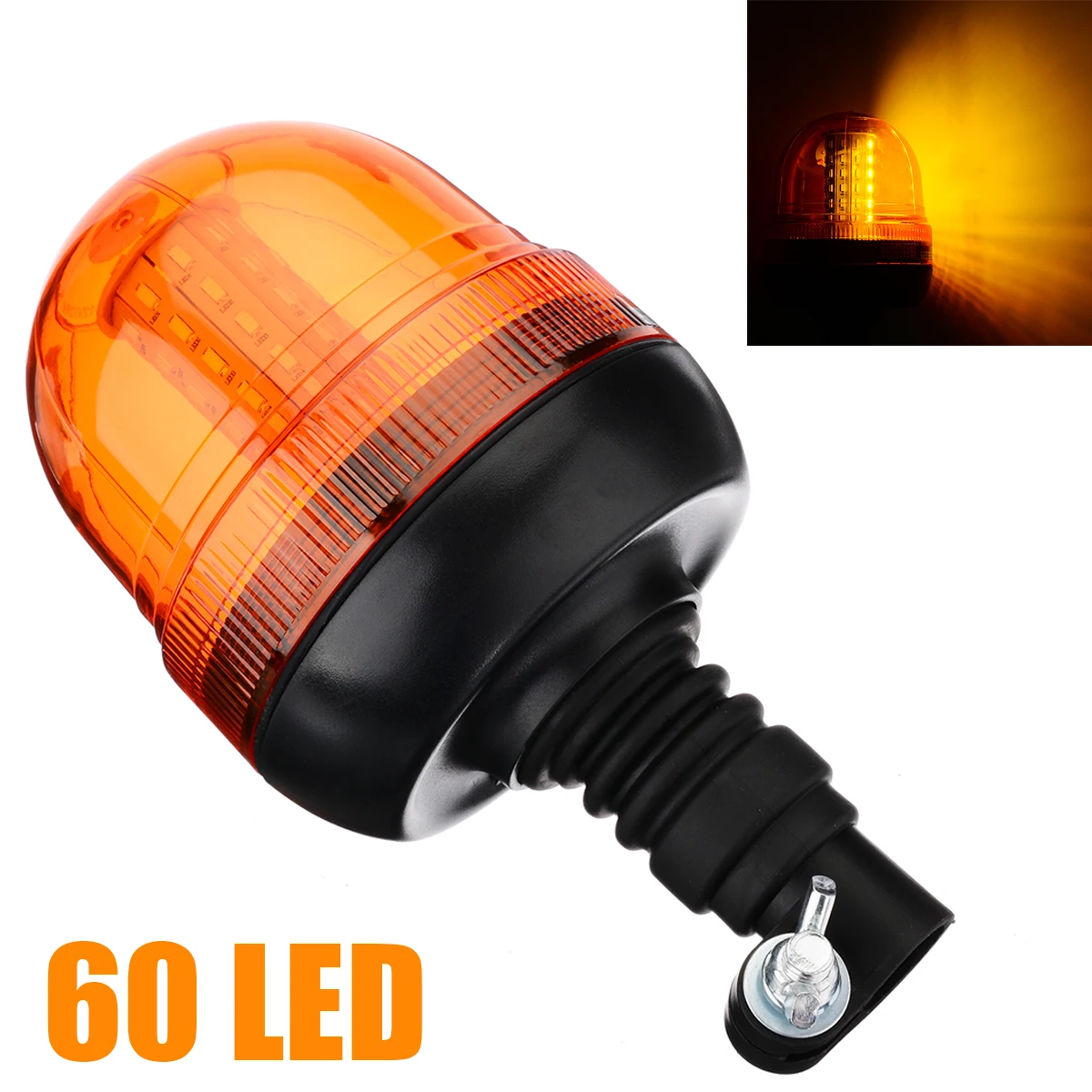 

12V/24V 12W Amber Emergency Warning Strobe Light 60LED 5730 Rotating Flashing Beacon Lights Car Truck Tractor Lighting
