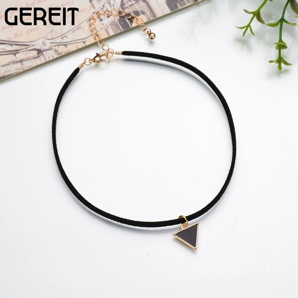 GEREIT Модное новое бархатное замшевое ожерелье чокер черная Геометрическая