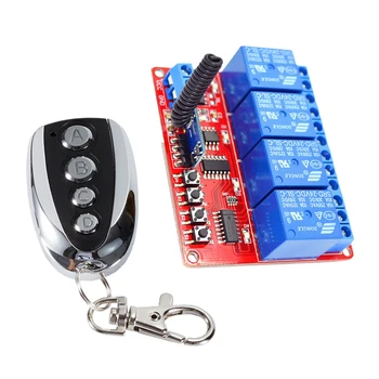 

24V 4-Channel 433M 4-Button 30m Remote Control Switch + Receiver Module