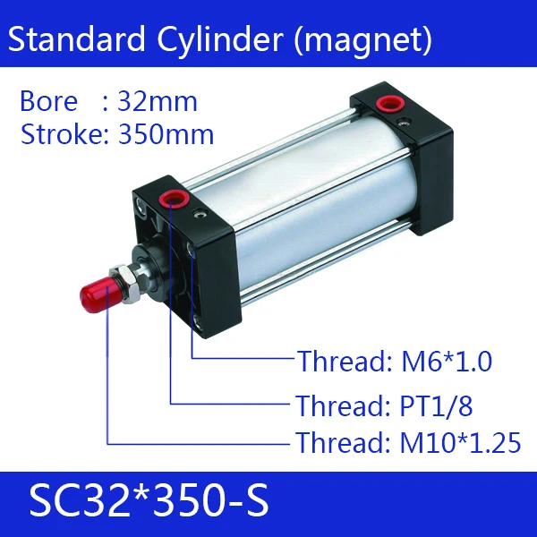 

SC32*350-S Free shipping Standard air cylinders valve 32mm bore 350mm stroke single rod double acting pneumatic cylinder