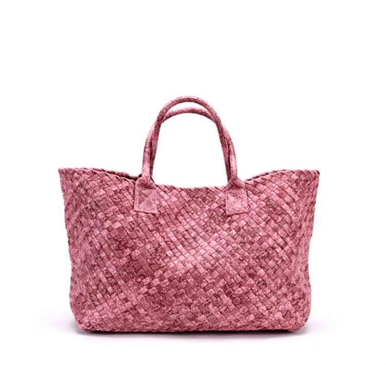 Модная тканая кожаная сумка с принтом питона в европейском и американском стиле, Вместительная женская сумка, сплетенные сумки Большая Повседневная сумка