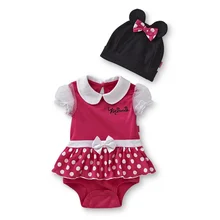 Лидер продаж; розовый детский летний комбинезон для девочек с героями мультфильмов; платье+ шапочка; комплект из 2 предметов для малышей Conjuntos roupas Infantil Meninas bebe; одежда