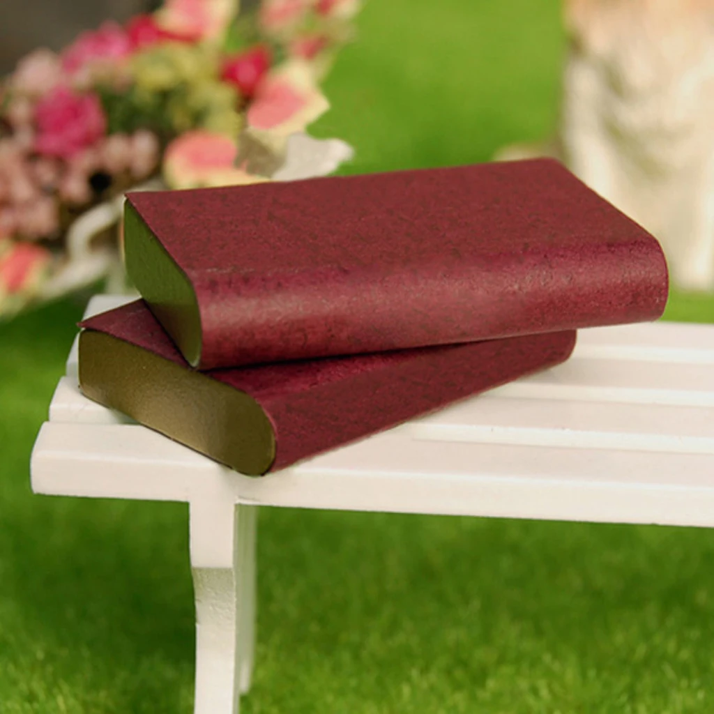 

Pretend Toy 1/12 Dollhouse Miniature Wood Book Maroon Doll Study Classic Toys Acce for Kids Gift Juguete 1:12 Doll House Decor