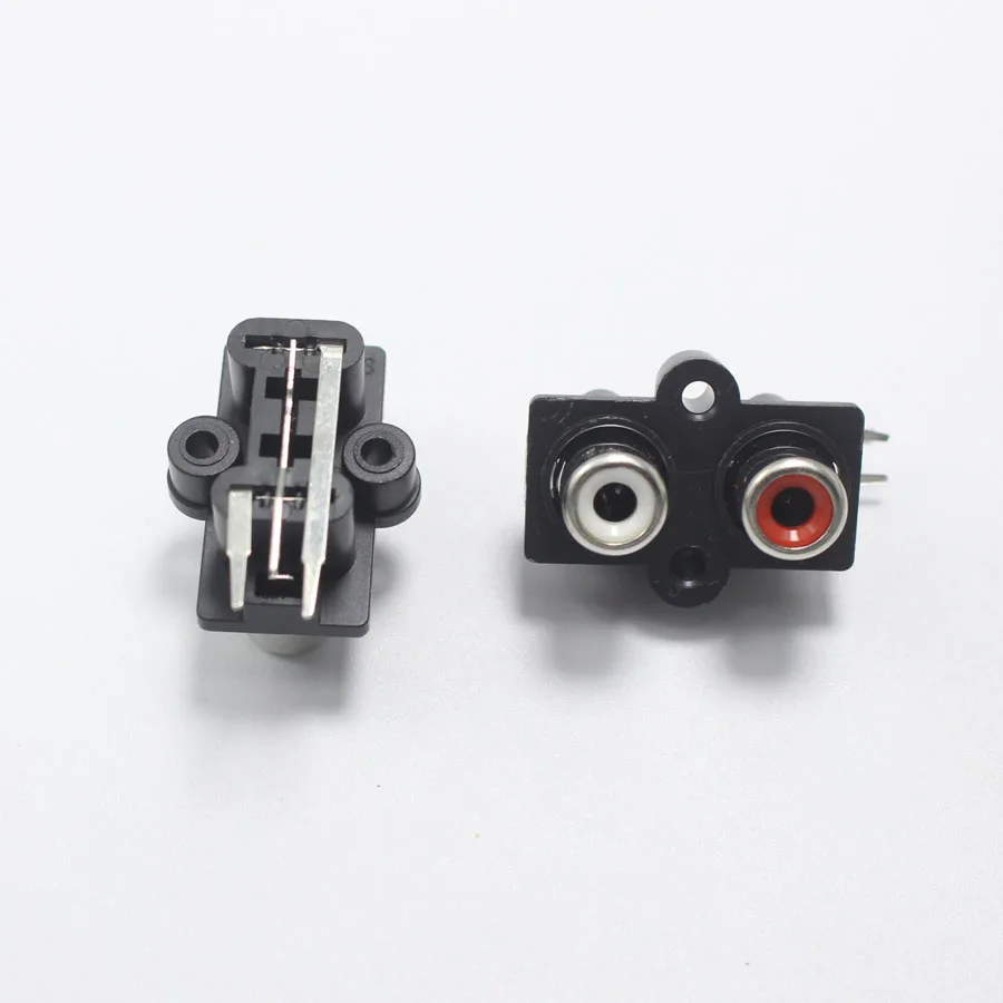 5pcs Red + White RCA Female jack 2 Hole AV Connector Audio