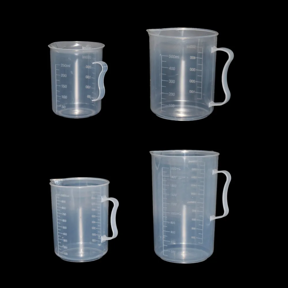 Transparent Kitchen Laboratory Plastic Measuring Cup 250/500/1000/2000ml Graduated Volumetric Container 1 Pcs plastic measuring cup