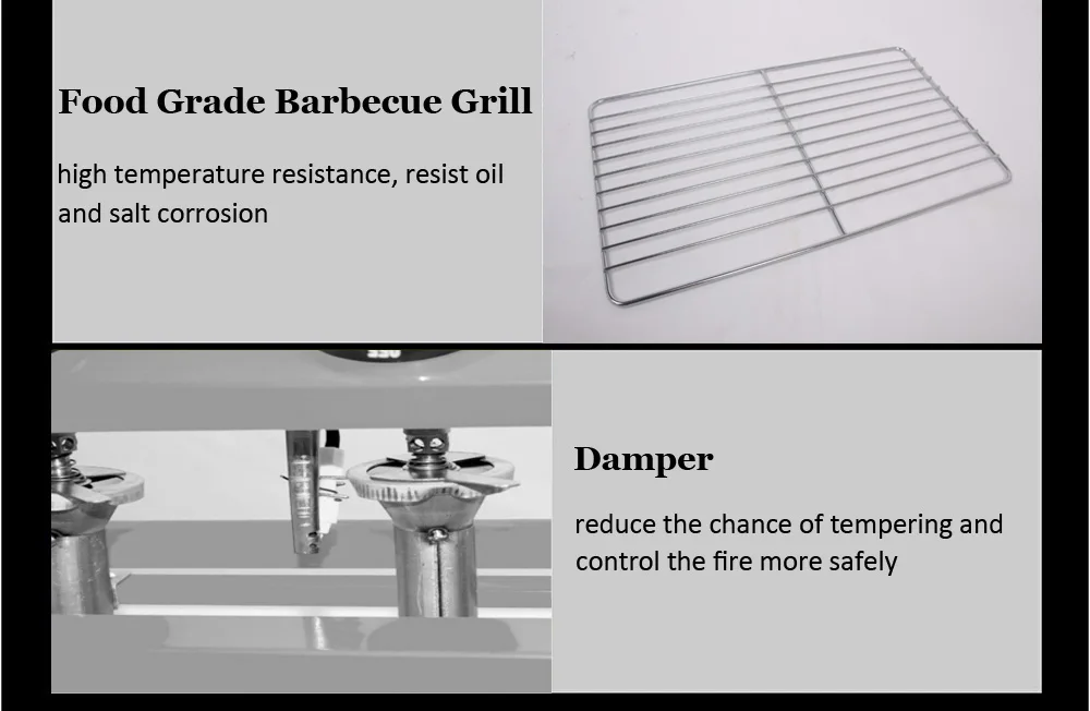 Barbecue LPG Gas Grill BBQ Grill 3 Burners Smokeless Environmental Grill With Stainless Steel Or Glass Shield