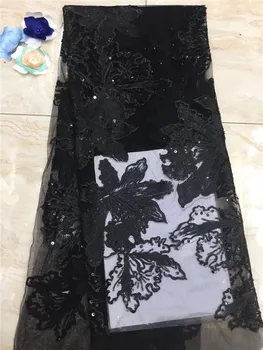 

African Sequins Lace Fabric 2018 Embroidered Nigerian Net Lace Fabric Bridal High Quality French Tulle Lace Fabric with Sequins(