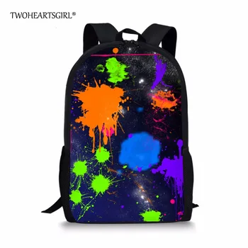 

TWOHEARTSGIRL Colorful Graffiti Backpack for Primary Girls Unique Artist Student Kids School Bag Multicolor Child Bookbag