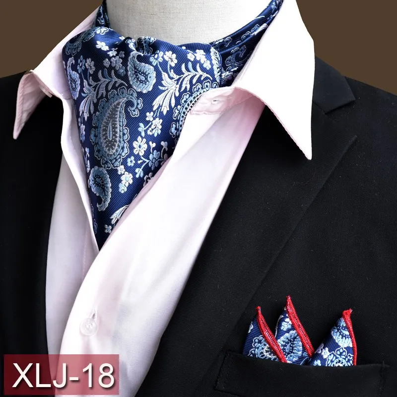 LJT01 20 Цвета Для мужчин эксклюзивная Цветочный Пейсли Шелковый Аскот широкий галстук соответствующие шуры карман квадратных костюм набор для Свадебная вечеринка