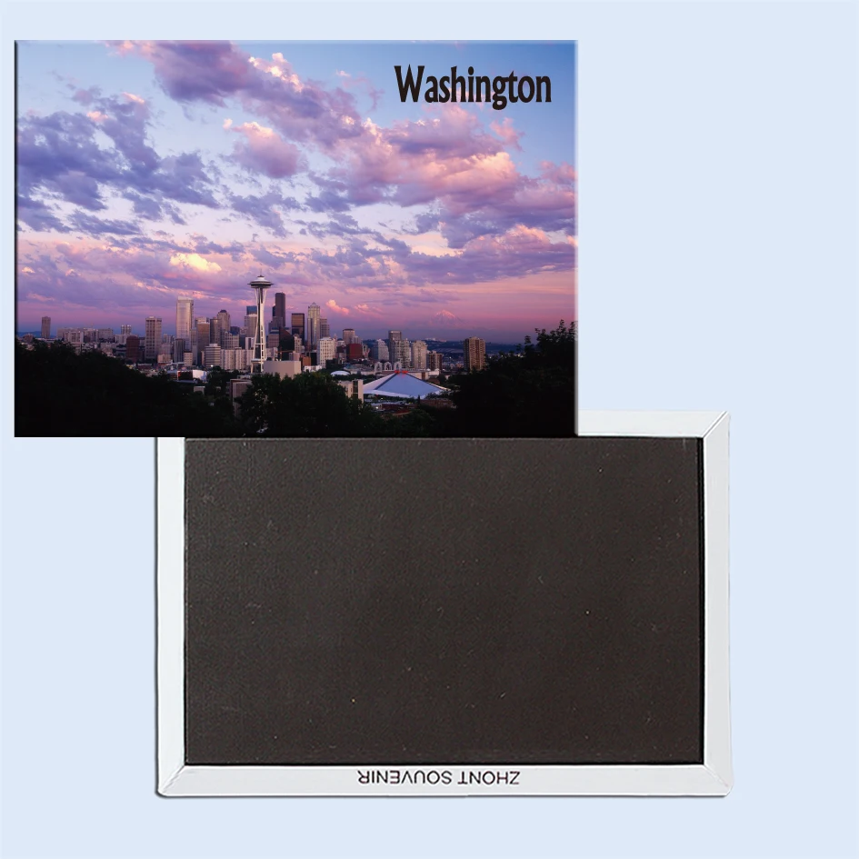 

Downtown Seattle at Sunset, Washington, Magnetic Refrigerator Affixed With Tourist Souvenirs Home Accessories 24912