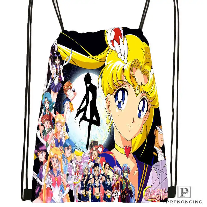 Drawstring Backpack Custom Sailor Moon Dance походная сумка на шнурке Cute Daypack Kids Satchel(черная спина) 31x40 cm#180531-02-25 - Цвет: Drawstring Backpack