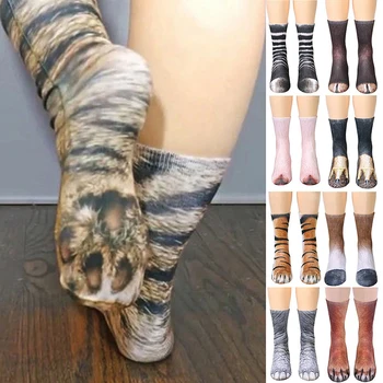

Harajuku Kawaii Cotton Funny Dog Horse Pig Cat Paw Print Socks Children Kid 3D Animal Paw Crew Socks