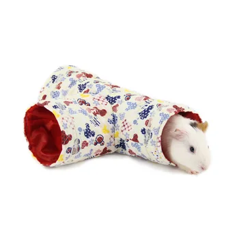 

Fabric Hamster Guinea Pig Tunnel T Shape Foldable Cartoon Tunnel Small Animal Toy Hamster Rat Tube For Small Pet cavia tubo
