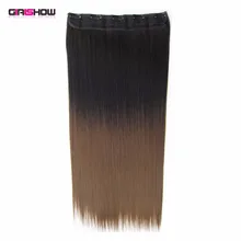 Girlshow клип в на синтетический dip dye ombre шиньоны два тона прямой срез волос Расширение 36 видов цветов, 130 г, 60 см 1 шт