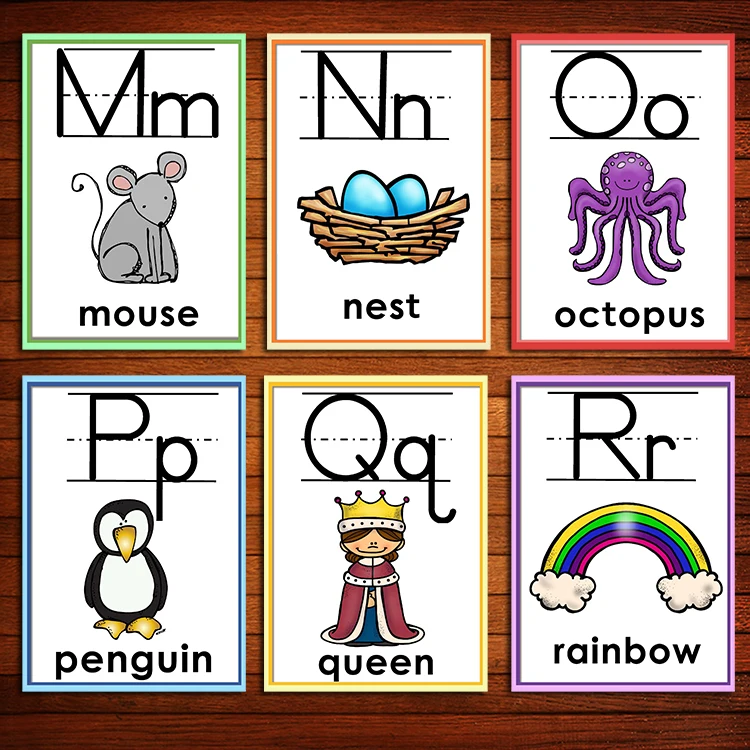 Flash com Animais Cartões de Palavra Educativos para Crianças Auxiliares de Ensino Alfabeto Inglês Aprendizagem Cartão Cedo Brinquedos Professor 26 4 Home & Garden