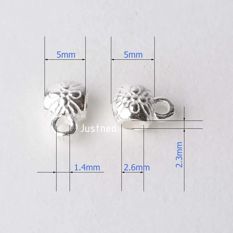 纯银吊环扁直花纹短管 (4)