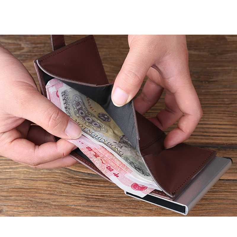 Мода для женщин мужчин RFID Блокировка бумажник алюминий наличные кредитные держатель для карт чехол Мини кожаные кошельки