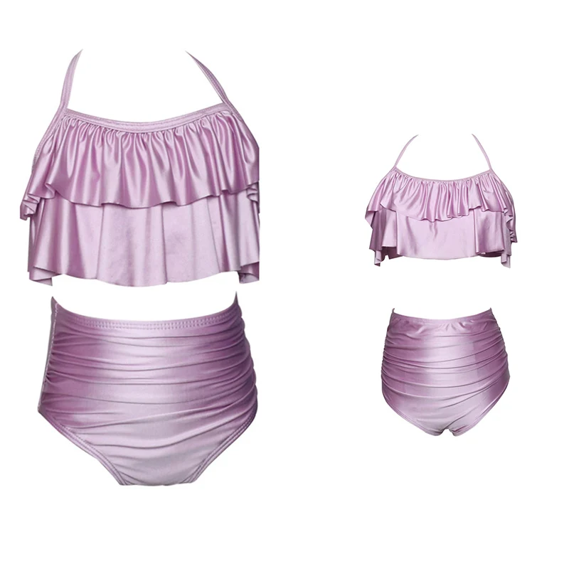 

Mother and Daughter Beach Swimwears Mommy Kids Bikini Family Matching Outfits Mom Bathing Swimsuits For Children Girls Lady Mum