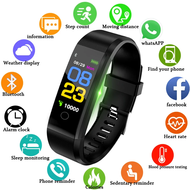 Sport Smart Watch Men Women Bluetooth Digital LED Smart Watch Waterproof Blood Pressure Heart Rate Pedometer For Android iOS+Box